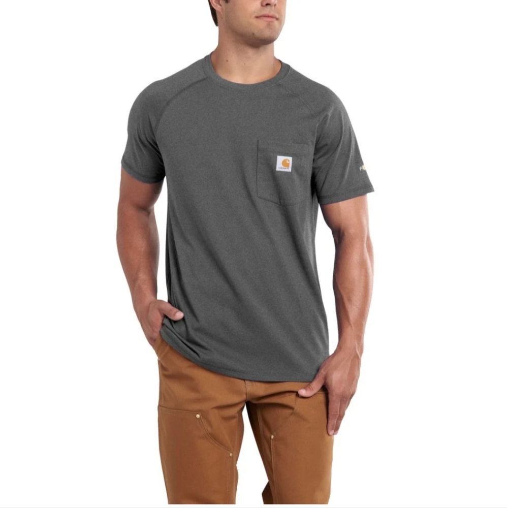 Carhartt Force Relaxed Fit Heavy Duty Pocket T-Shirt Large Grey Gray Gua…